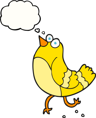 Bir insan tarafından çizilmiş serbest çizim balon karikatür kuşu.