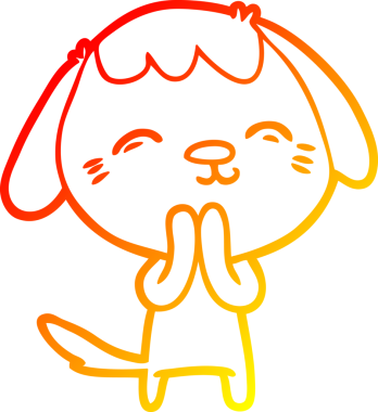 Bir insan tarafından çizilmiş mutlu çizgi film köpeğinin sıcak çizgi çizimi