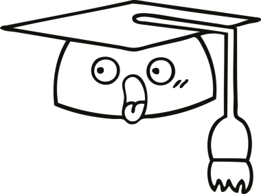 Mezuniyet şapkası çizimi bir insan tarafından çizilmiş.