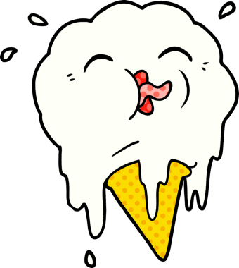 Bir insan tarafından çizilmiş erimiş dondurma karikatürü