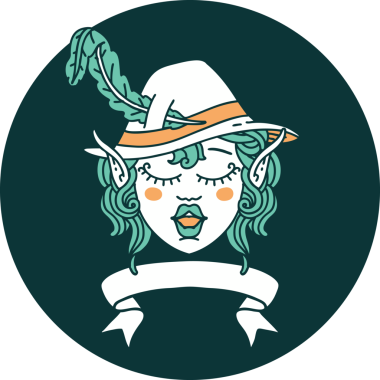 Bir insan tarafından çizilmiş afişi olan şarkı söyleyen elf karakter ikonu