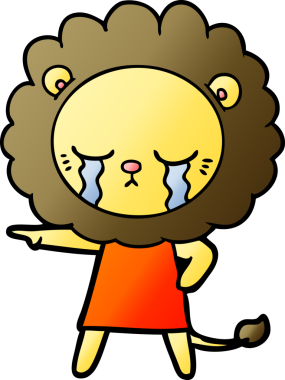 Bir insan tarafından çizilmiş ağlayan çizgi film aslanı.