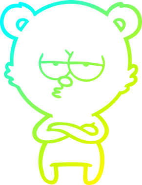 Sıkılmış bir ayı karikatürünün insan tarafından çizilmiş soğuk gradyan çizgisi