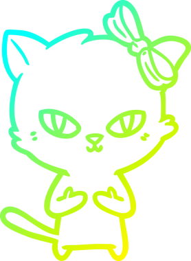 Bir insan tarafından çizilmiş bir çizgi film kedisinin soğuk gradyan çizgisi.