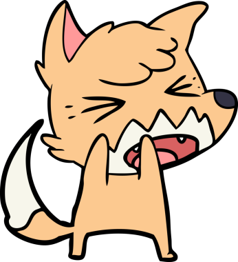 Bir insan tarafından çizilmiş kızgın çizgi film tilkisi.