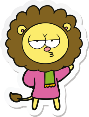 Bir insan tarafından çizilmiş canı sıkkın bir aslanın çıkartması.