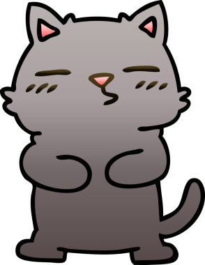 bir insan tarafından çizilmiş gölgelenmiş garip çizgi film kedisi.