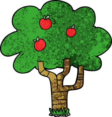 bir insan tarafından çizilmiş elma ağacı.