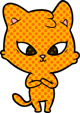 Bir insan tarafından çizilmiş sevimli çizgi film kedisi.