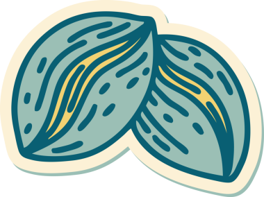 Bir insan tarafından çizilmiş geleneksel kahve çekirdeği stili dövme çıkartması.