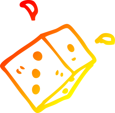 Bir insan tarafından çizilen yuvarlanan zar çizgisinin sıcak gradyan çizimi