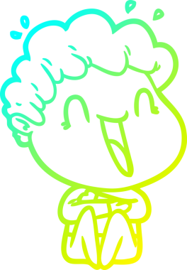 Bir insan tarafından çizilmiş mutlu bir adamın soğuk çizgi çizimi.