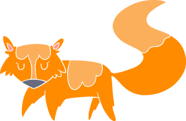 Bir insan tarafından çizilmiş düz renk çizgi film tilkisi