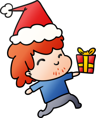 Bir insan tarafından çizilmiş Kawai çocuğunun el çizimi gradyan çizgi filmi.