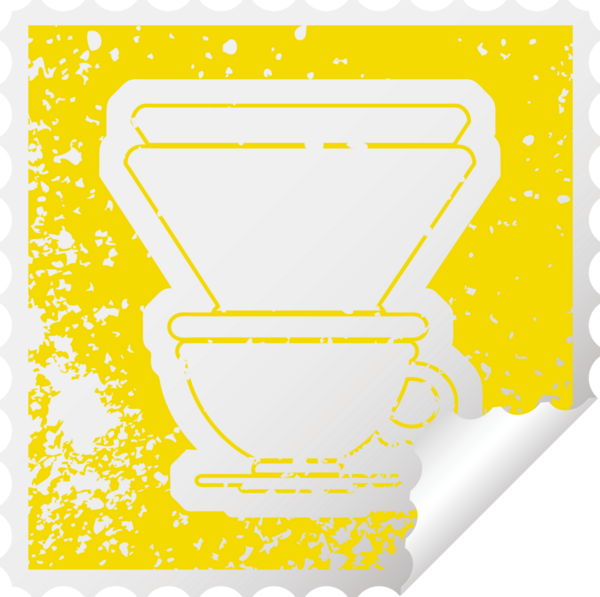 Bir insan tarafından çizilmiş filtre kahve fincanının sıkıntılı çıkartma simgesi çizimi