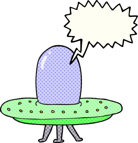 Bir insan tarafından çizilmiş serbest çizilmiş çizgi roman konuşma balonu uzay gemisi