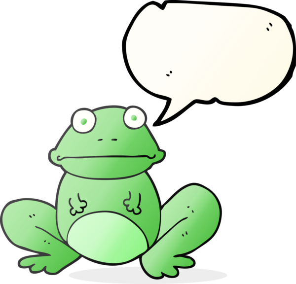 Bir insan tarafından çizilmiş serbest konuşma balonu karikatür kurbağası