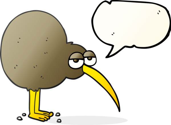 Bir insan tarafından çizilmiş serbest konuşma balonu çizgi filmi kivi