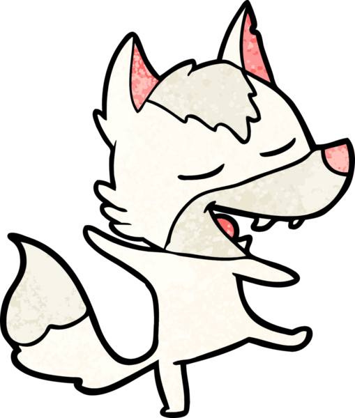 Bir insan tarafından çizilmiş gülen bir kurt.