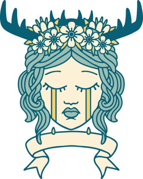 Retro Dövme Tarzı Ağlayan İnsan Druid Bir insan tarafından çizilmiş pankartıyla