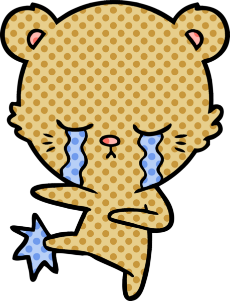 Bir insan tarafından çizilmiş ağlayan ayı karikatürü.