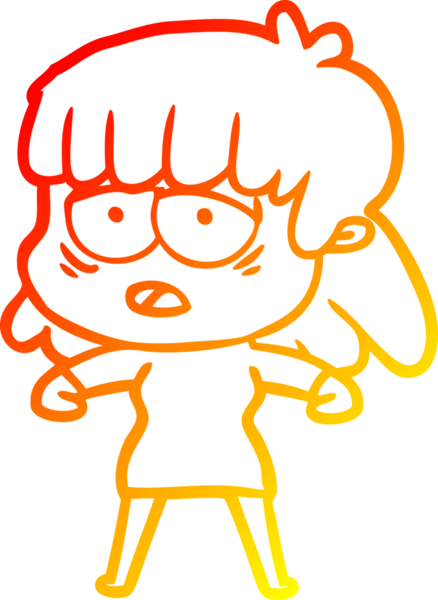 Bir insan tarafından çizilmiş, karikatür çizen, yorgun bir kadın.