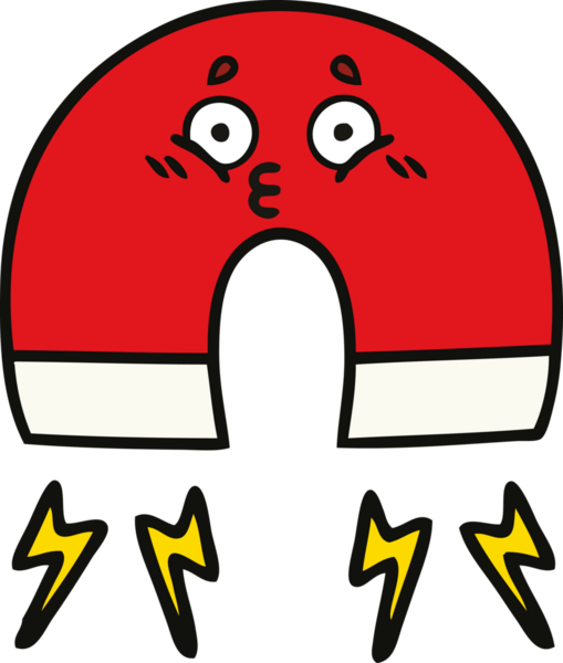 Bir insan tarafından çizilmiş şirin bir mıknatıs karikatürü