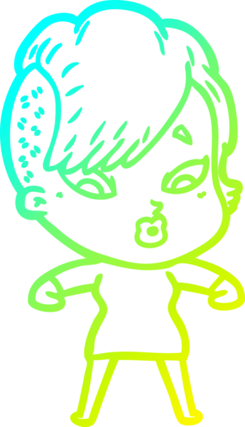 Bir karikatür çizimi, bir insan tarafından çizilmiş bir kızı şaşırttı.