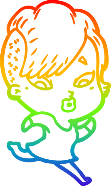 gökkuşağı gradyanı çizimi bir çizgi film kızı şaşırttı bir insan tarafından çizildi