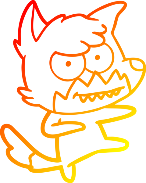 Bir insan tarafından çizilmiş sırıtan bir tilkinin sıcak çizgi çizimi