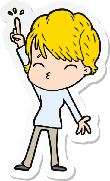 Bir insan tarafından çizilmiş bir karikatür kadının çıkartması.