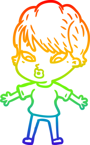 gökkuşağı gradyan çizimi bir insan tarafından çizilmiş bir karikatür kadın