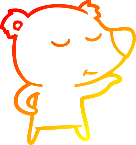 Bir insan tarafından çizilmiş mutlu çizgi film ayısının sıcak çizgi çizimi