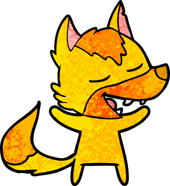 Bir insan tarafından çizilmiş tilki çizgi film karakteri