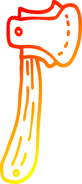 Bir insan tarafından çizilmiş uzun bir baltanın sıcak çizgi çizimi