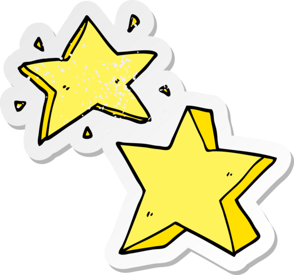 Bir insan tarafından çizilmiş bir çizgi film yıldızının sıkıntılı çıkartması.