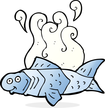 Bir insan tarafından çizilmiş komik bir balık.