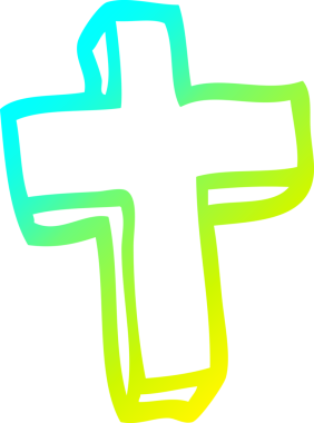 Bir insan tarafından çizilen ahşap haçın soğuk gradyan çizgisi.