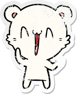 Bir insan tarafından çizilmiş gülen kutup ayısı karikatürü.