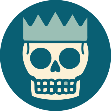 Bir insan tarafından çizilmiş kafatası ve tacın ikonik dövme şekli