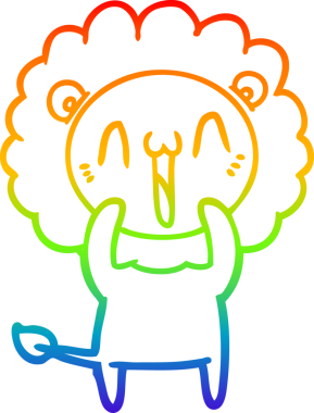 gökkuşağı gradyanı çizimi bir insan tarafından çizilmiş mutlu bir karikatür aslanı