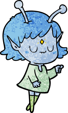 Bir insan tarafından çizilmiş uzaylı kız.