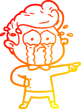 Bir insan tarafından çizilmiş, ağlayan bir çizgi film karakteri.