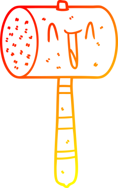 Bir insan tarafından çizilmiş karikatür çekicin sıcak eğimli çizgisi.