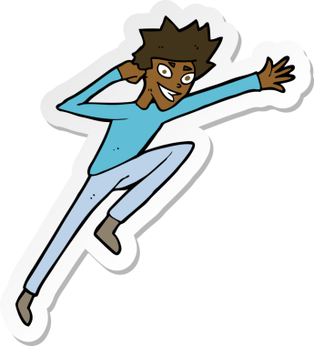 Bir insan tarafından çizilmiş zıplayan adamın çıkartması.