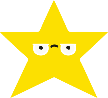 Bir insan tarafından çizilmiş altın yıldızın düz renkli retro karikatürü