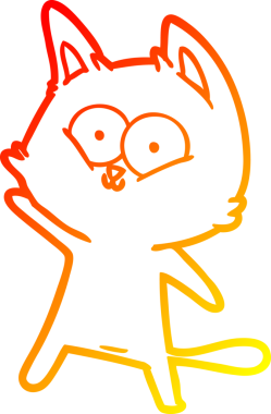 Bir insan tarafından çizilen çizgi film kedisinin sıcak çizgi çizimi