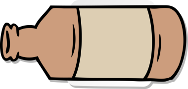 Bir insan tarafından çizilmiş eski bir cam şişenin el çizimi karikatürü.