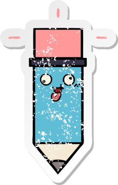 Bir insan tarafından çizilmiş şirin bir karikatür kaleminin sıkıntılı çıkartması.