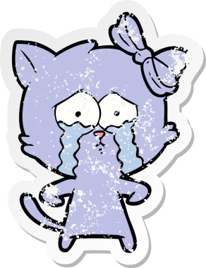 Bir insan tarafından çizilmiş karikatür bir kedinin sıkıntılı çıkartması.